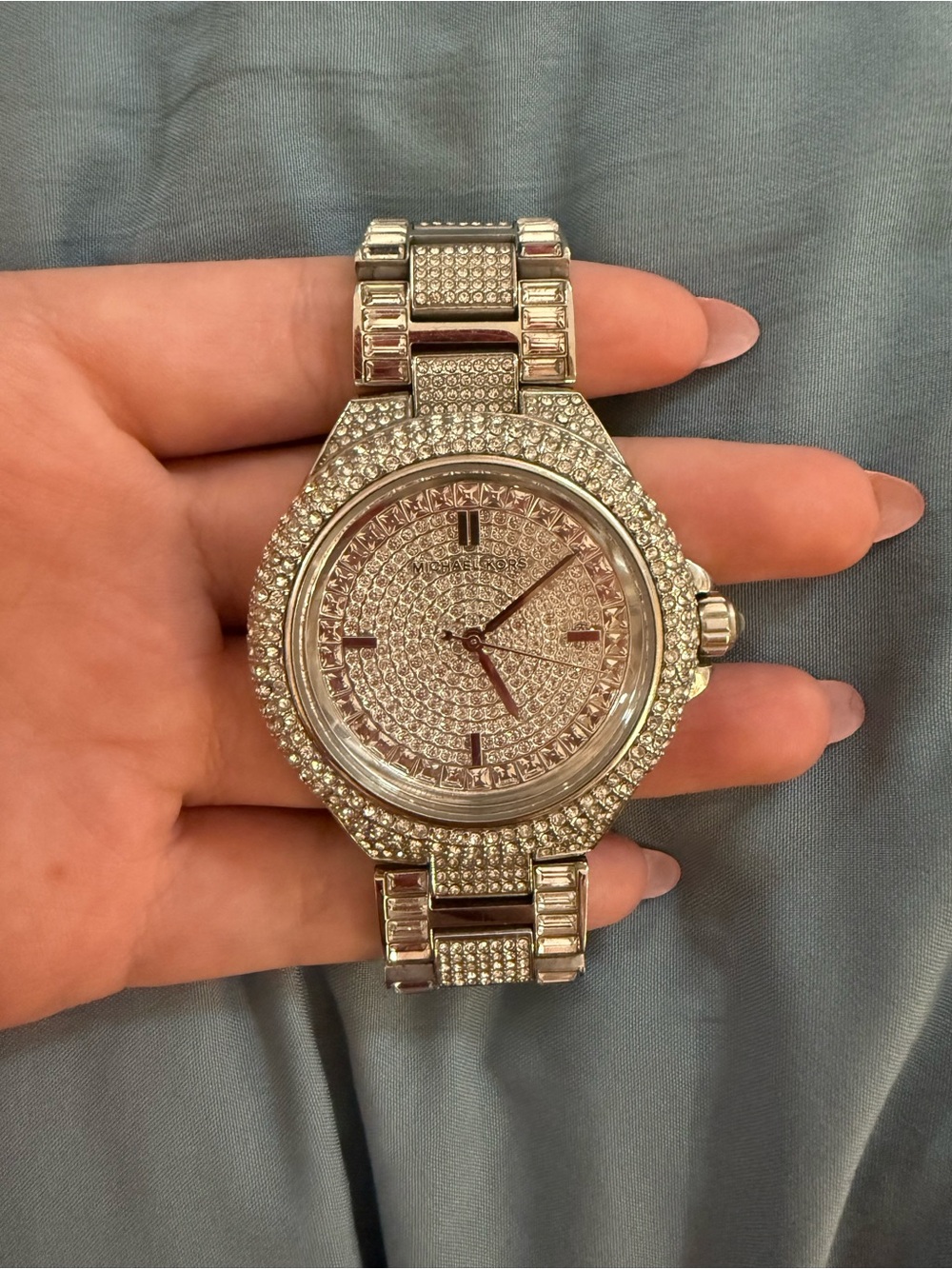 Michael Kors Silver Crystal Pavé Bracelet Watch - Glitz Dial